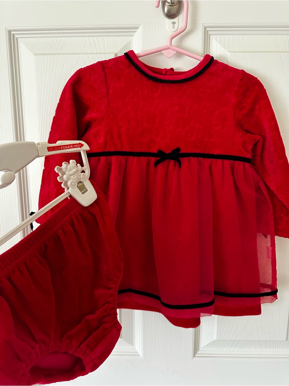 Little Me 18M 18 Months Red Christmas Holiday Dress with Bloomers
